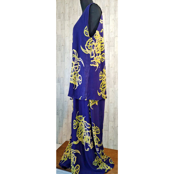 OK Mike Woman One Size Purple Rayon Long Maxi Dress attached Top and Scarf FLAWS - Picture 3 of 16